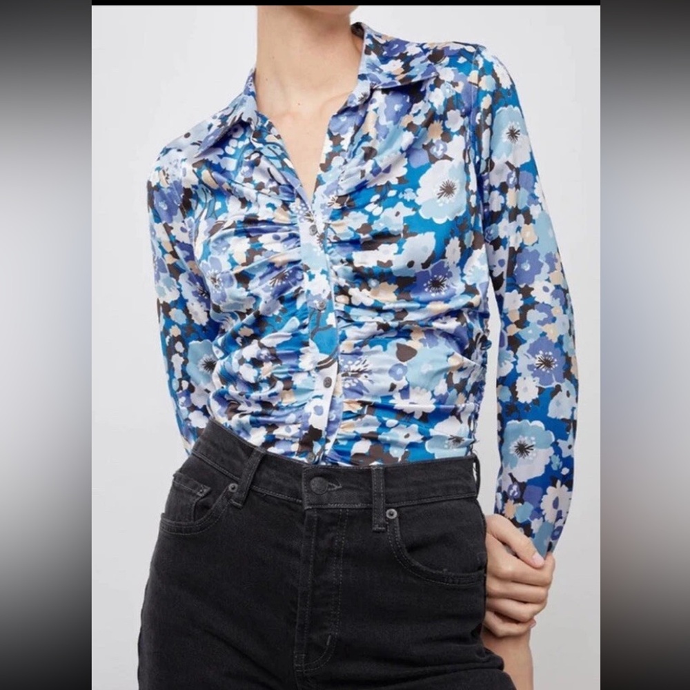 Rails Blue Rails Lisa Floral Button Front Top Zinnia Size Medium